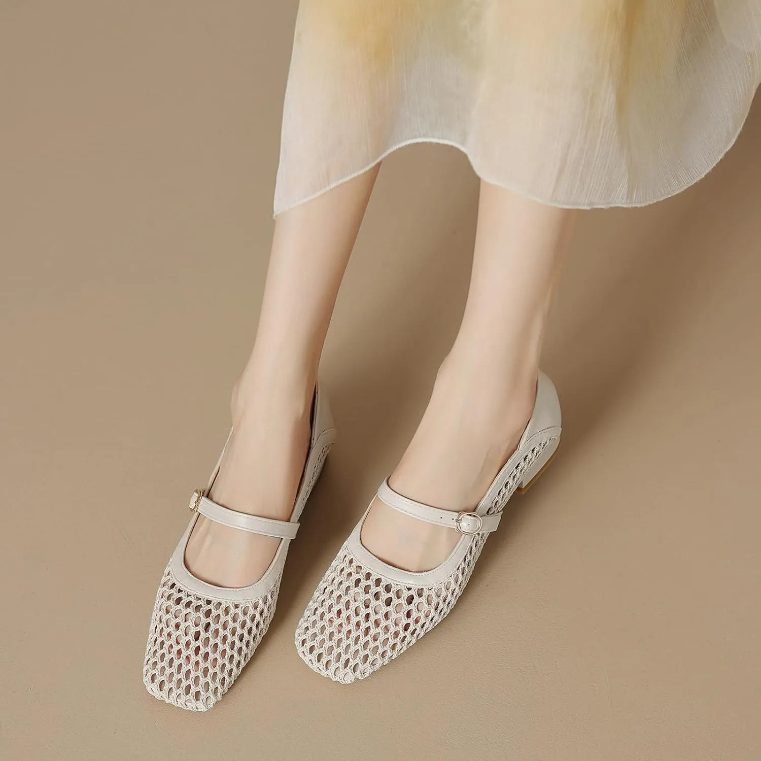 Gicoiz Block Low Mid Heels Mary Jane Square Toe Women Bowtie Shoes