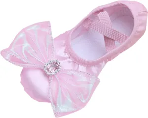 Girls Ballet Shoes Satin Dance Practice Slipper Soft Sole Ballerina Flat Yoga Gymnastics Shoes Toddler/Little/Big Kid