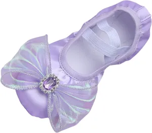 Girls Ballet Shoes Satin Dance Practice Slipper Soft Sole Ballerina Flat Yoga Gymnastics Shoes Toddler/Little/Big Kid
