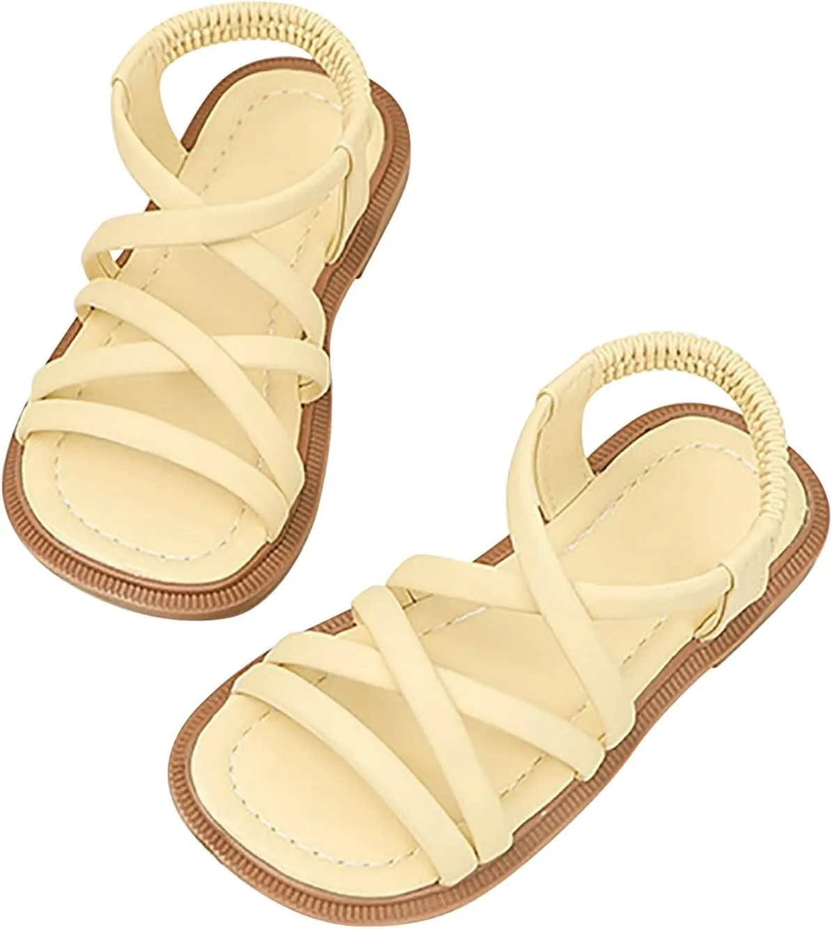 Girls Sandals Strappy Open Toe Outdoor Flats With Elastic Strap Kid Summer Beach Shoes Girl Sandals Size 2 Wide