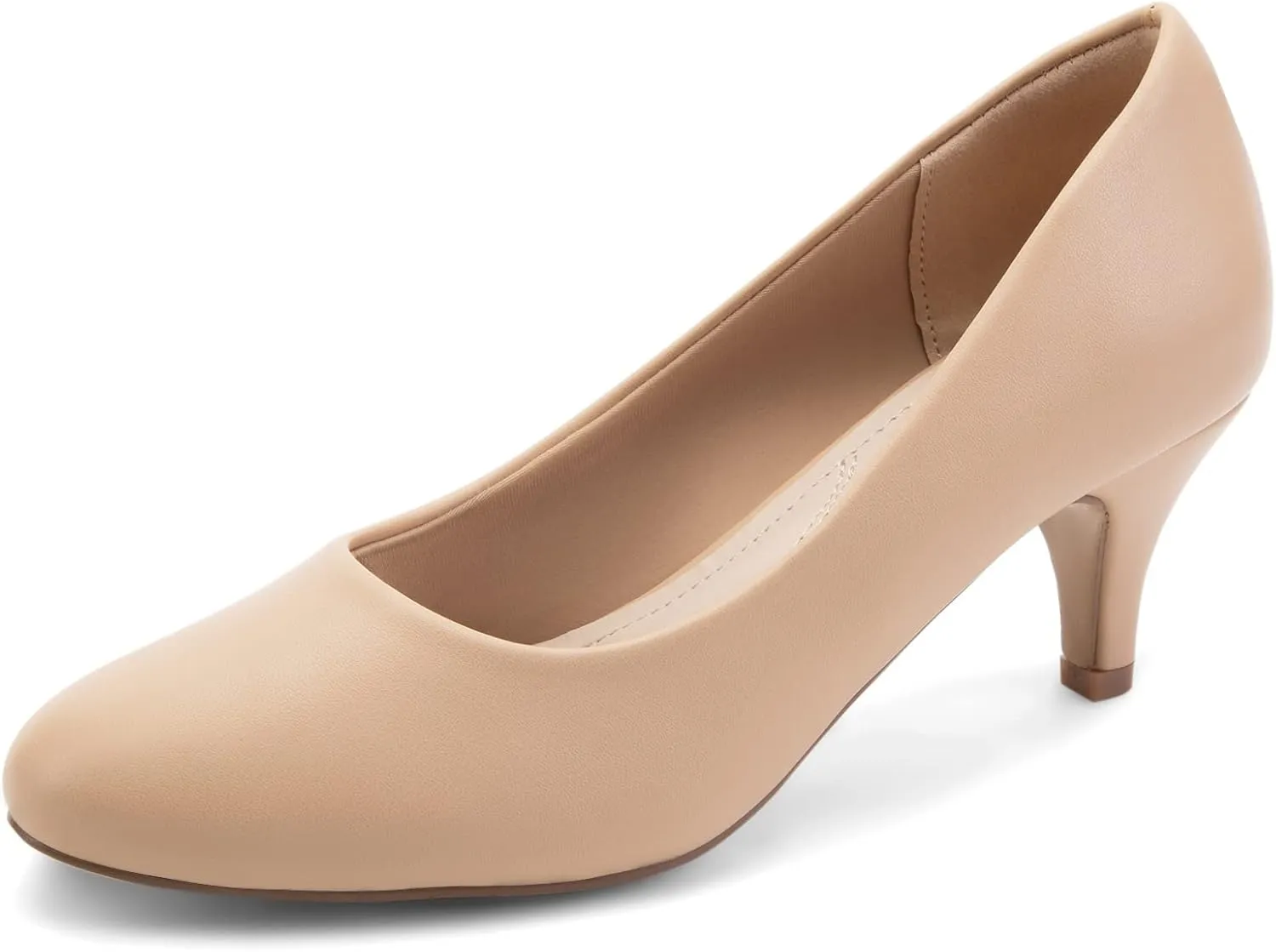 Greatonu Women’s Round Toe Low Heel Pumps Kitten Heels Closed Toe Dress Pumps Shoes Wedding Party Shoes Work Heels