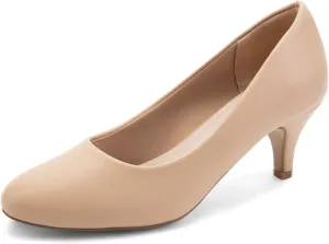 Greatonu Women’s Round Toe Low Heel Pumps Kitten Heels Closed Toe Dress Pumps Shoes Wedding Party Shoes Work Heels