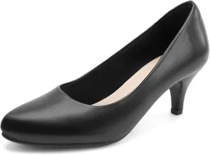 Greatonu Women’s Round Toe Low Heel Pumps Kitten Heels Closed Toe Dress Pumps Shoes Wedding Party Shoes Work Heels