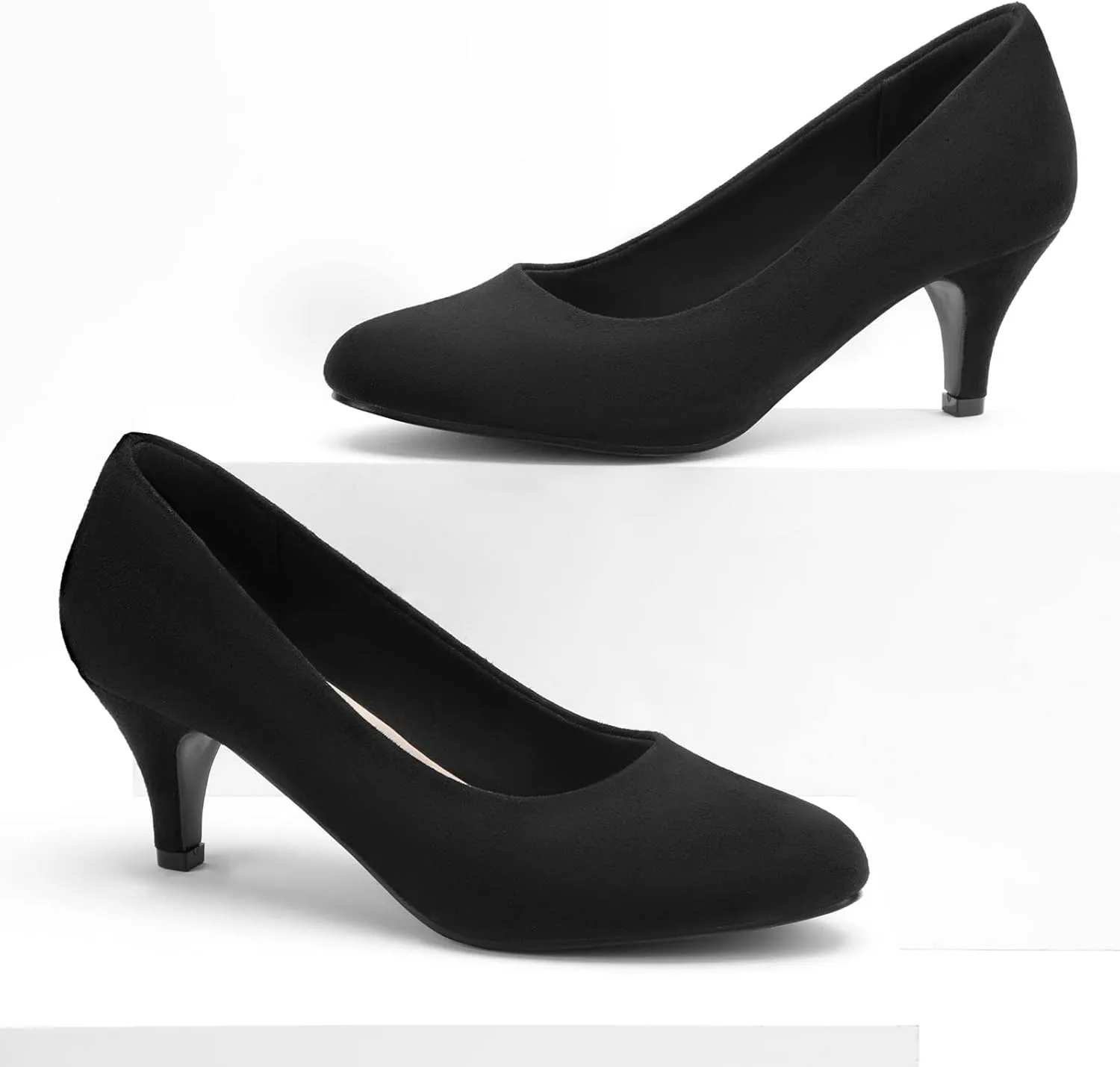Greatonu Women’s Round Toe Low Heel Pumps Kitten Heels Closed Toe Dress Pumps Shoes Wedding Party Shoes Work Heels