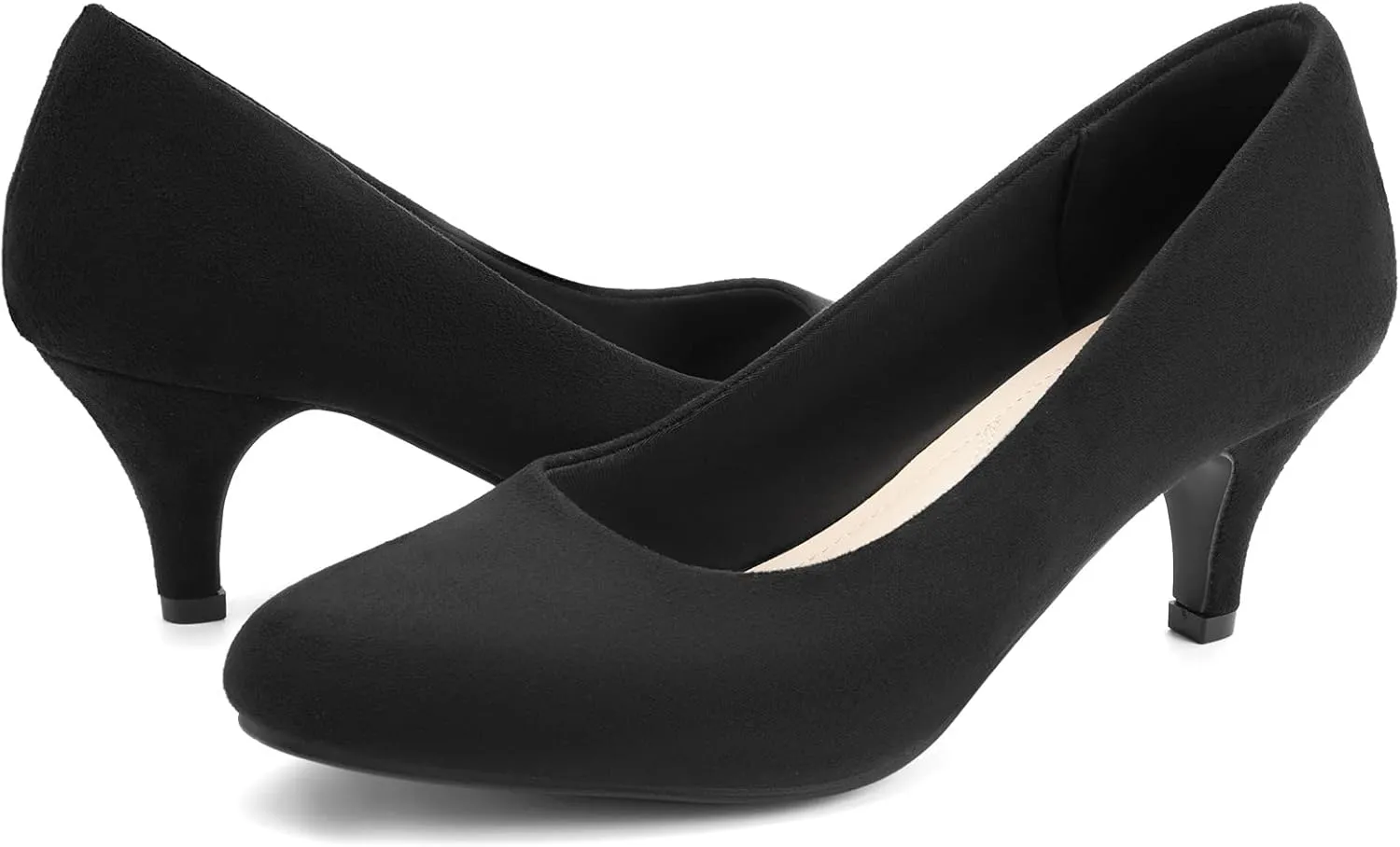 Greatonu Women’s Round Toe Low Heel Pumps Kitten Heels Closed Toe Dress Pumps Shoes Wedding Party Shoes Work Heels