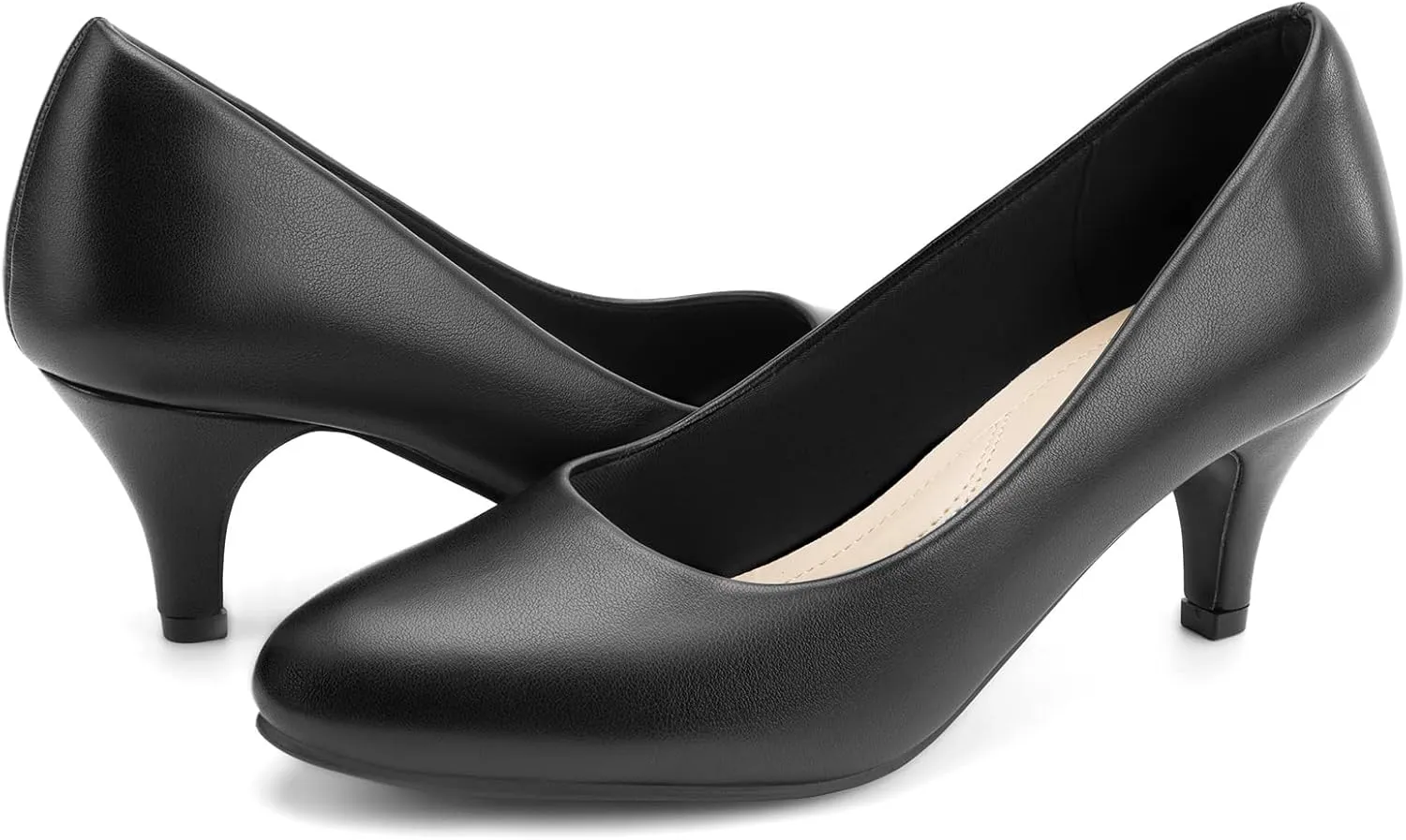 Greatonu Women’s Round Toe Low Heel Pumps Kitten Heels Closed Toe Dress Pumps Shoes Wedding Party Shoes Work Heels