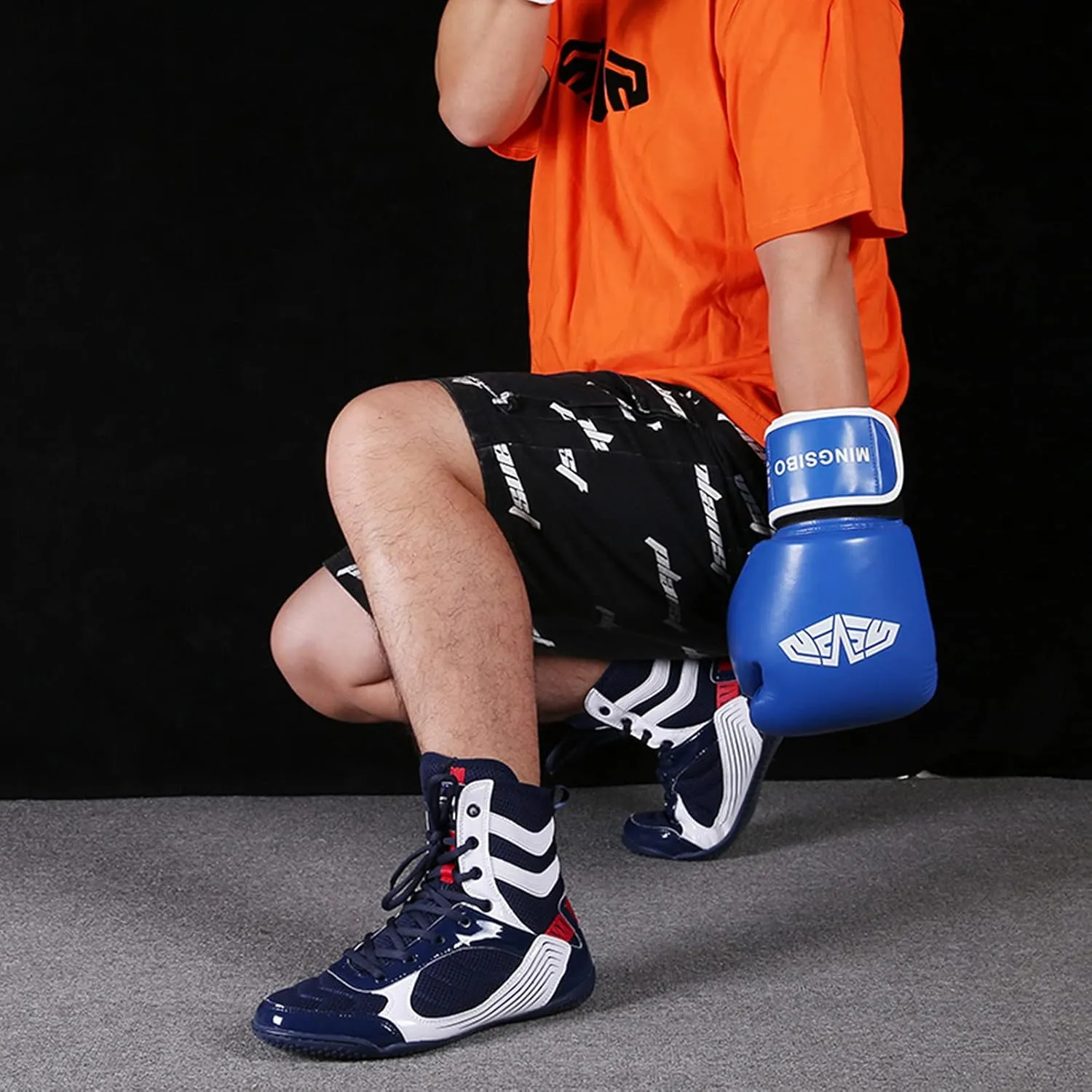 High Traction Men's Sports Boxing Shoes Fitness Training Shoes Sanda Shoes High-top Combat Speed Wrestling Mens Women Breathable Weightlifting Training Shoes