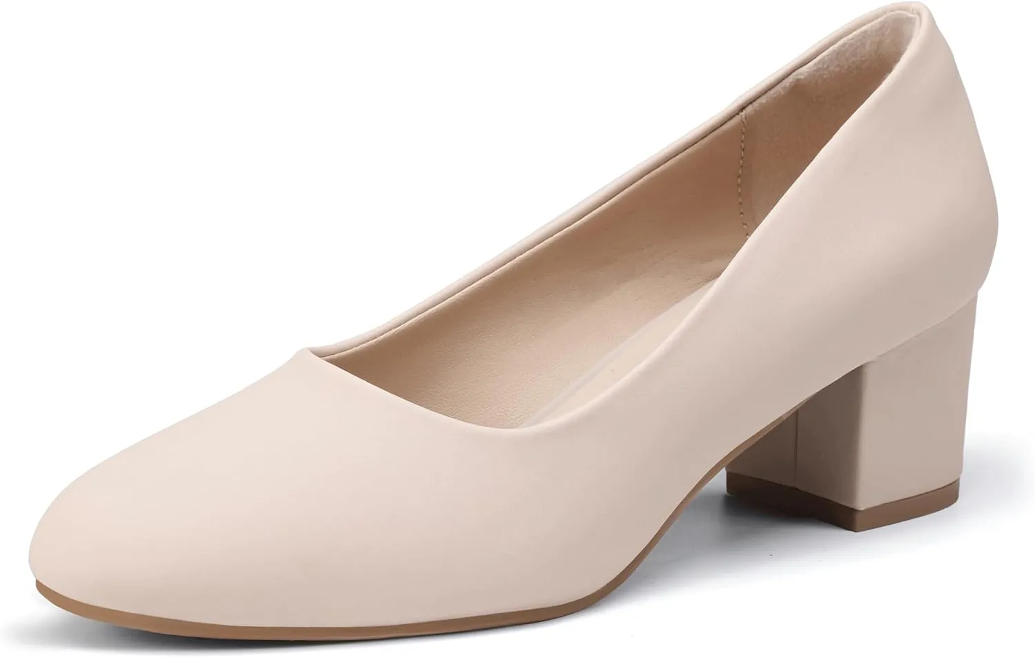 IDIFU IN2 Women's Pumps Low Chunky Block Closed Toe Heels Comfortable Short Dress Shoes for Women Ladies Flight Attendant Wedding Bridal Homecoming Work Heels Dressy Formal Round Toe Pumps Shoes