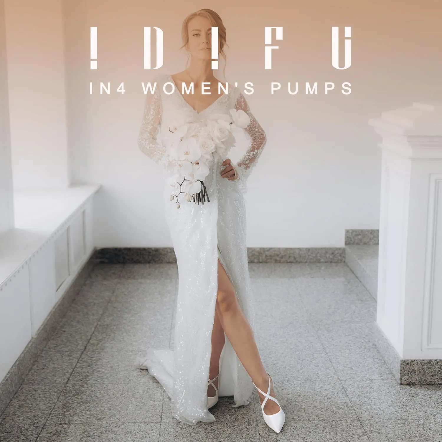 IDIFU IN4 Women's Pumps Closed Toe Heels Stiletto High Heels Strappy Heels Wedding Bridal Office Homecoming Work Prom Dress Shoes for Women Bride Comfortable Dressy Formal Pointed Toe Zip Pumps Heels