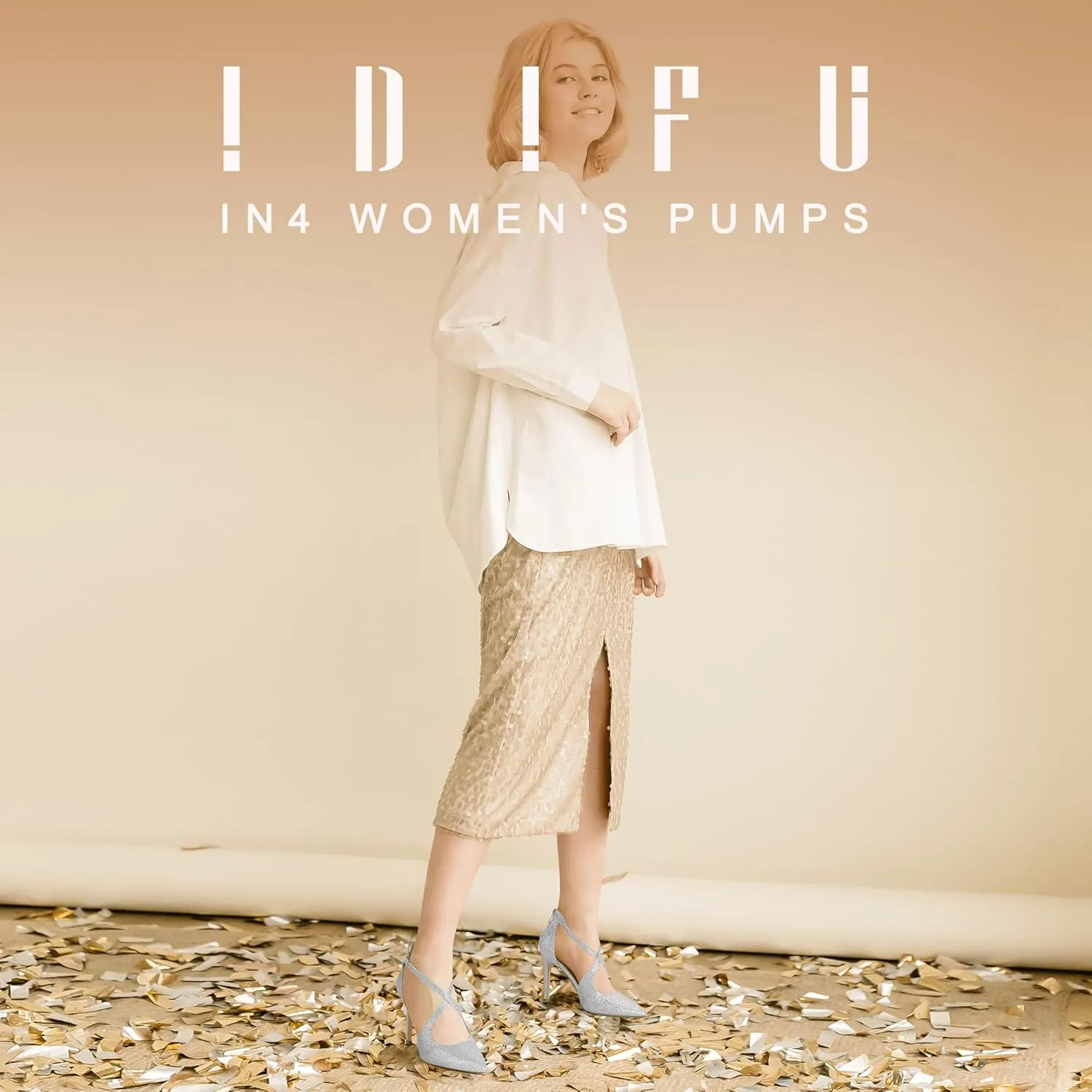 IDIFU IN4 Women's Pumps Closed Toe Heels Stiletto High Heels Strappy Heels Wedding Bridal Office Homecoming Work Prom Dress Shoes for Women Bride Comfortable Dressy Formal Pointed Toe Zip Pumps Heels