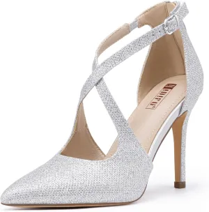 IDIFU IN4 Women's Pumps Closed Toe Heels Stiletto High Heels Strappy Heels Wedding Bridal Office Homecoming Work Prom Dress Shoes for Women Bride Comfortable Dressy Formal Pointed Toe Zip Pumps Heels