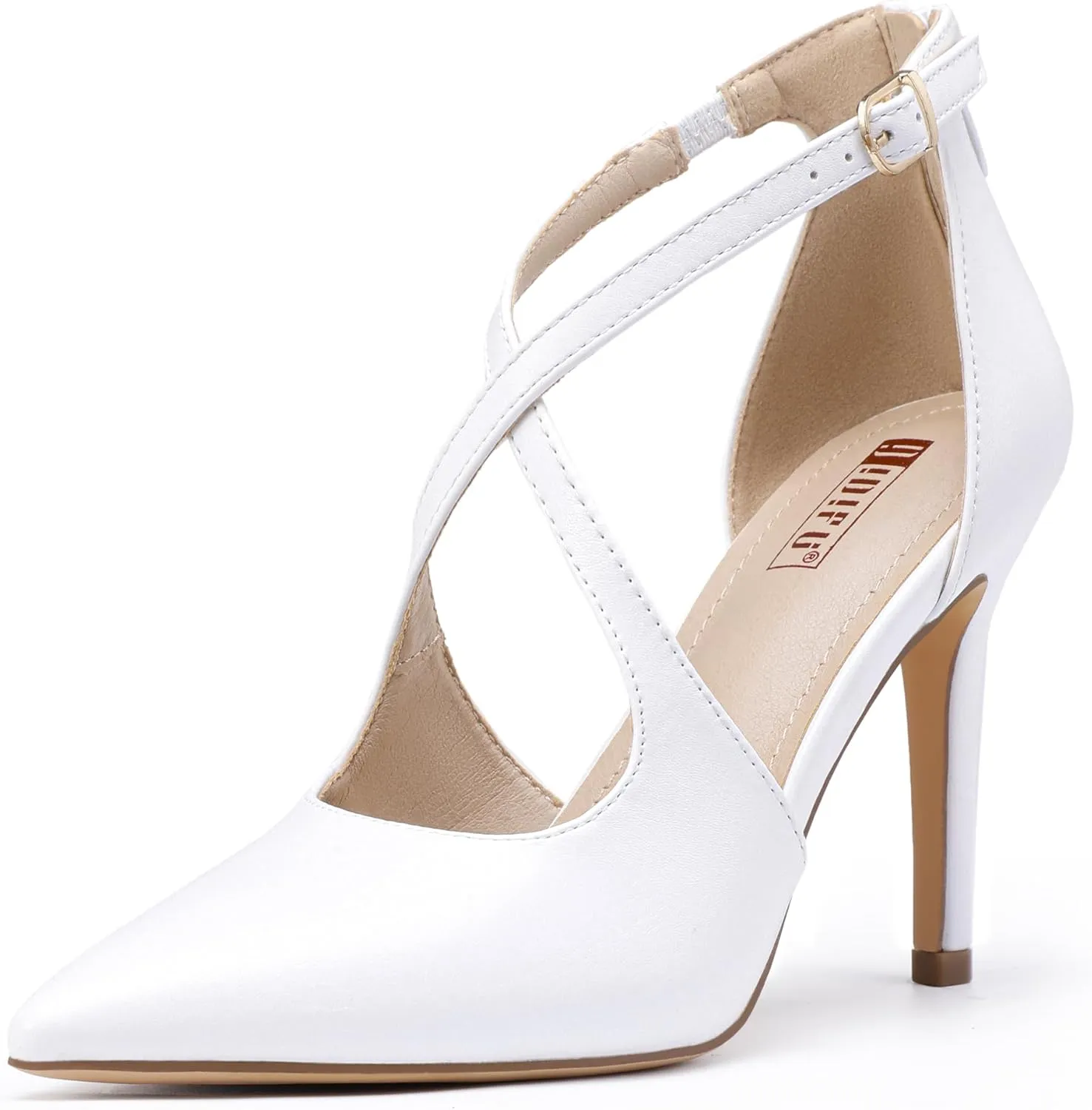 IDIFU IN4 Women's Pumps Closed Toe Heels Stiletto High Heels Strappy Heels Wedding Bridal Office Homecoming Work Prom Dress Shoes for Women Bride Comfortable Dressy Formal Pointed Toe Zip Pumps Heels
