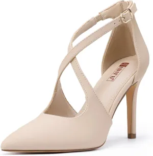 IDIFU IN4 Women's Pumps Closed Toe Heels Stiletto High Heels Strappy Heels Wedding Bridal Office Homecoming Work Prom Dress Shoes for Women Bride Comfortable Dressy Formal Pointed Toe Zip Pumps Heels