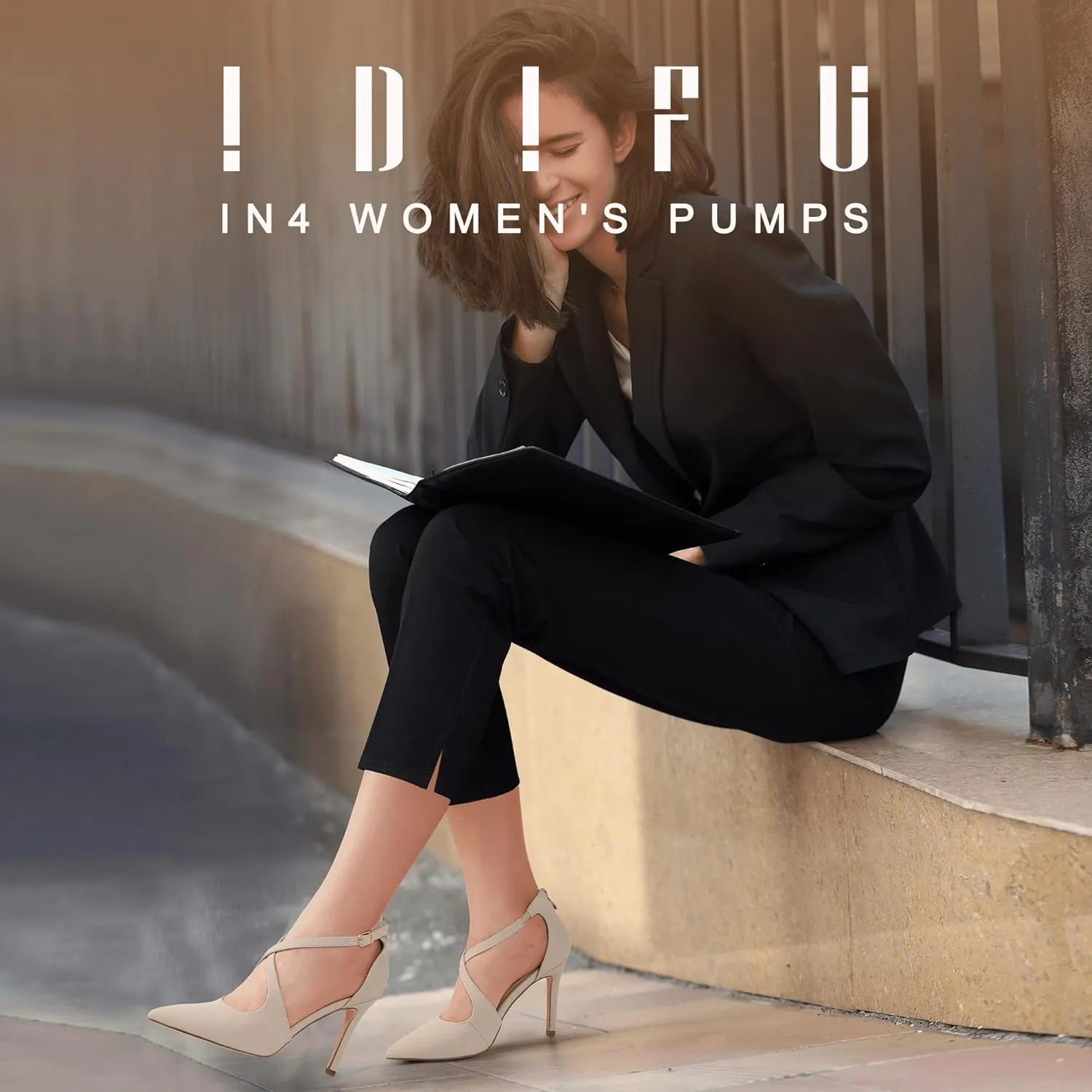 IDIFU IN4 Women's Pumps Closed Toe Heels Stiletto High Heels Strappy Heels Wedding Bridal Office Homecoming Work Prom Dress Shoes for Women Bride Comfortable Dressy Formal Pointed Toe Zip Pumps Heels
