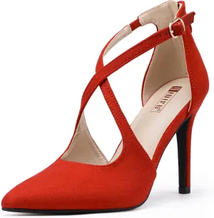 IDIFU IN4 Women's Pumps Closed Toe Heels Stiletto High Heels Strappy Heels Wedding Bridal Office Homecoming Work Prom Dress Shoes for Women Bride Comfortable Dressy Formal Pointed Toe Zip Pumps Heels