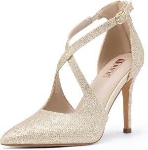 IDIFU IN4 Women's Pumps Closed Toe Stiletto Heels Strappy Wedding Bridal Office Homecoming Work Prom Dress Shoes Bride Comfortable Dressy Formal Pointed Toe Zip
