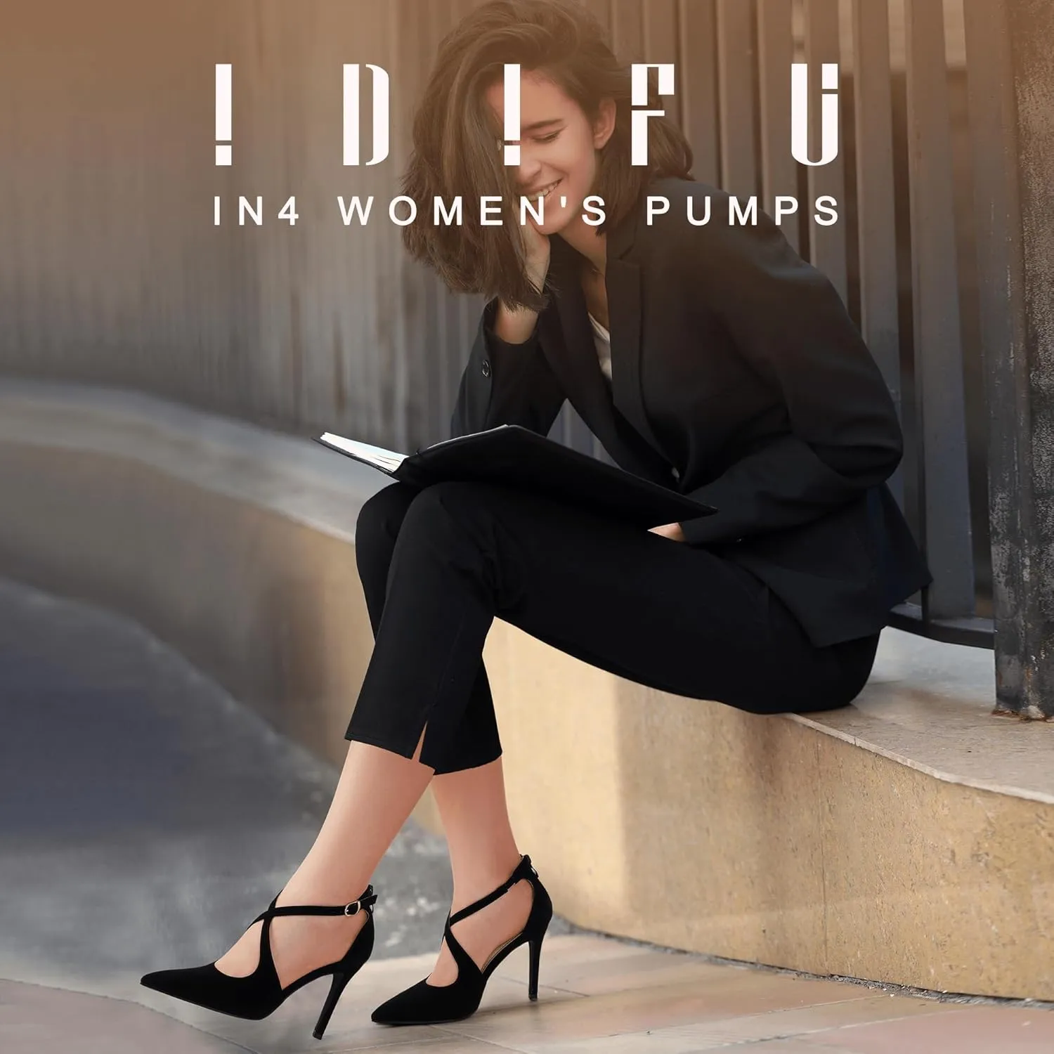 IDIFU IN4 Women's Pumps Closed Toe Stiletto Heels Strappy Wedding Bridal Office Homecoming Work Prom Dress Shoes Bride Comfortable Dressy Formal Pointed Toe Zip