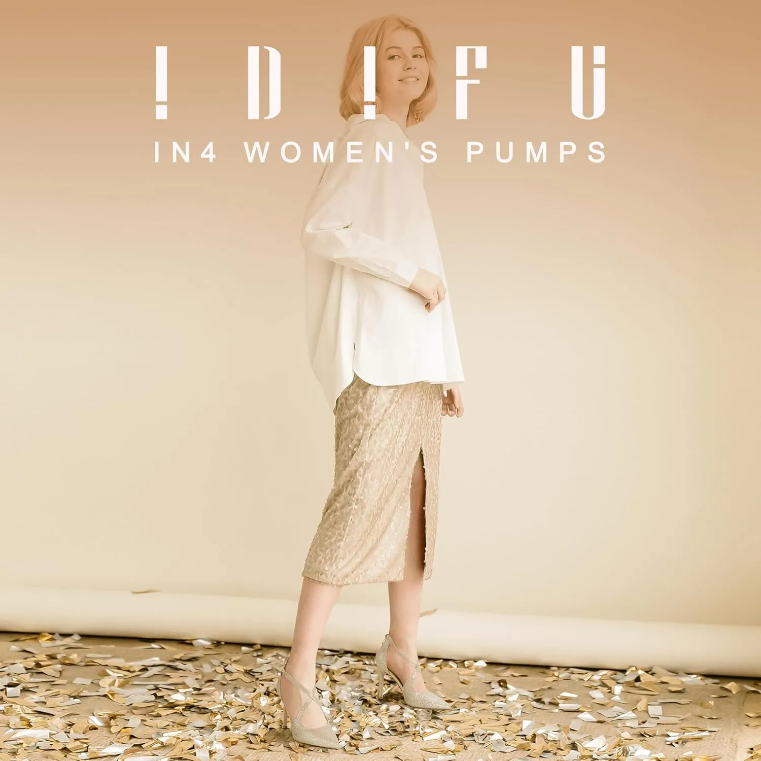 IDIFU IN4 Women's Pumps Closed Toe Stiletto Heels Strappy Wedding Bridal Office Homecoming Work Prom Dress Shoes Bride Comfortable Dressy Formal Pointed Toe Zip