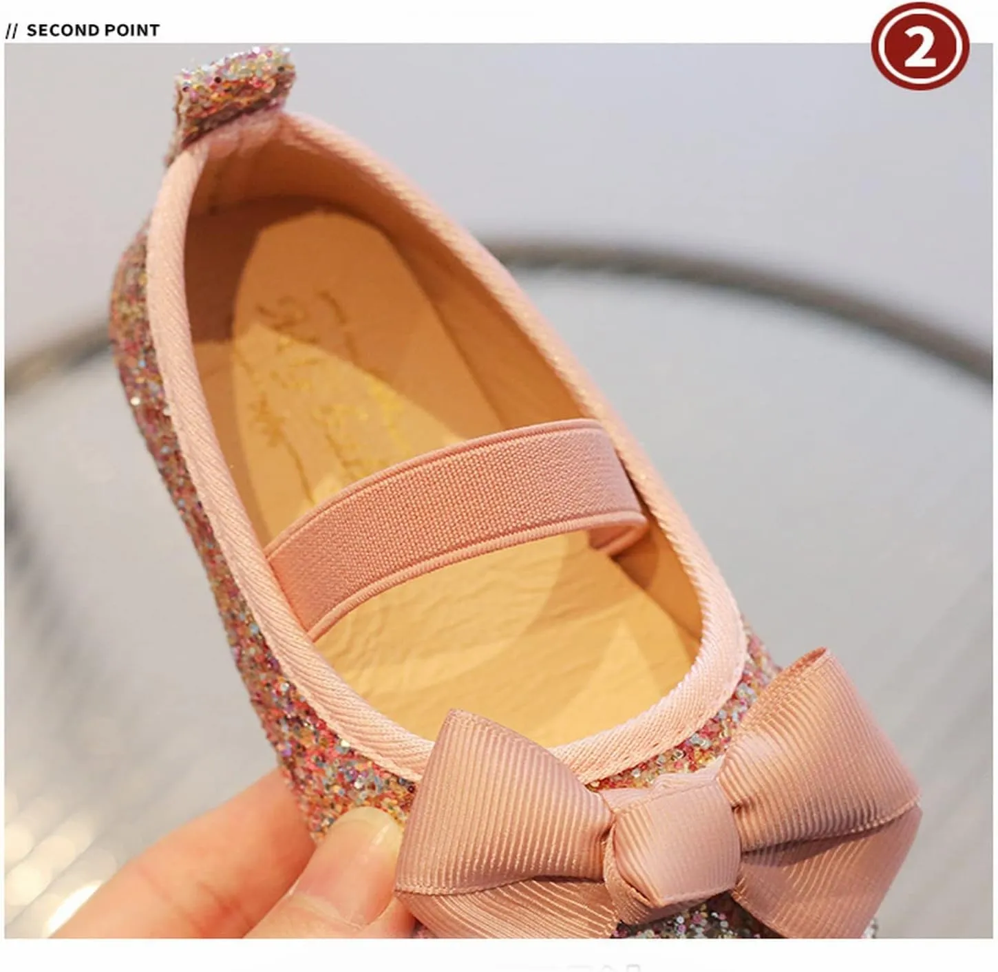 Infant/Toddler Girls Mary Jane Shoes Princess Dresses Ballet Flats Glitter Bowknot Wedding Party Shoes for Little Kid