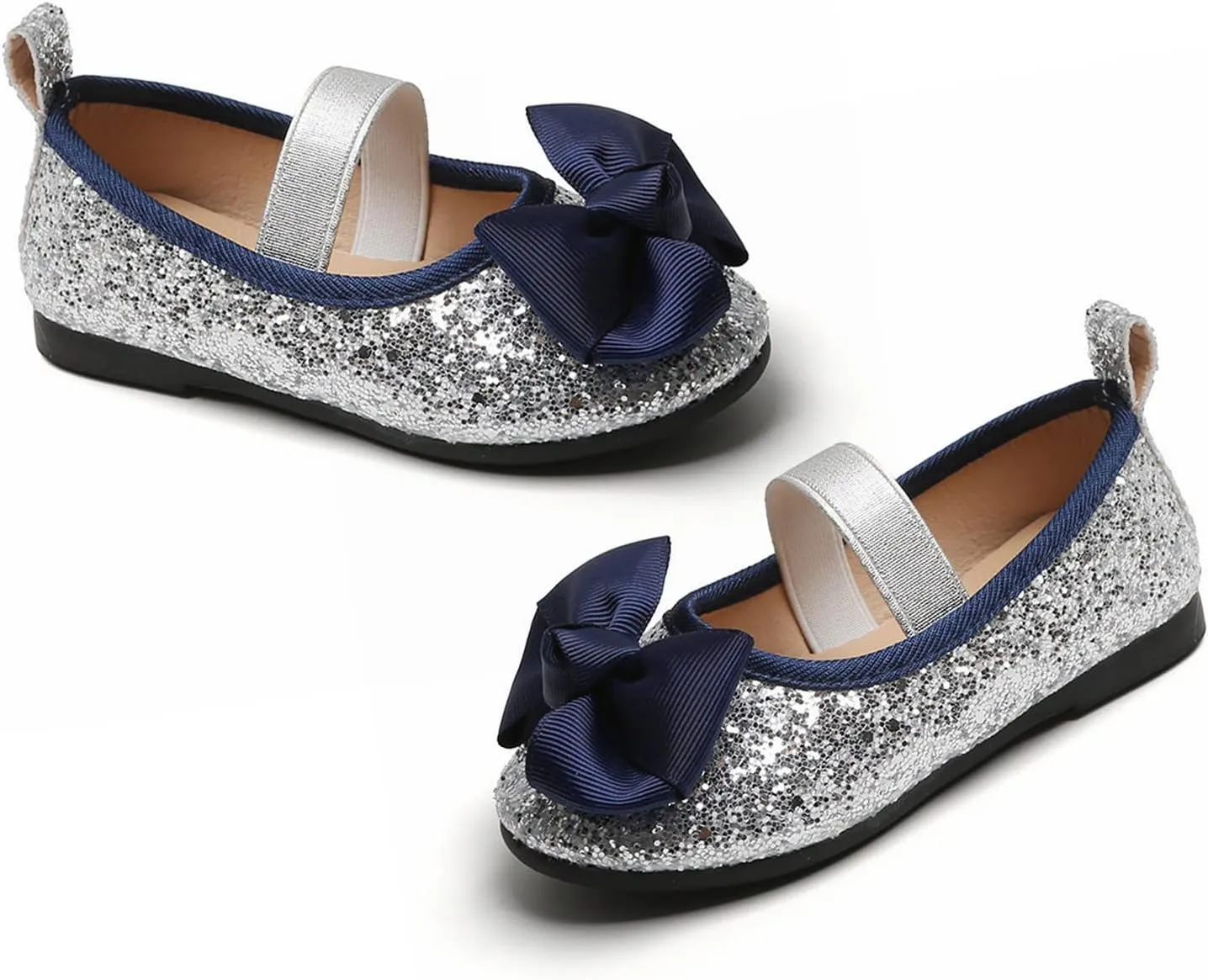 Infant/Toddler Girls Mary Jane Shoes Princess Dresses Ballet Flats Glitter Bowknot Wedding Party Shoes for Little Kid