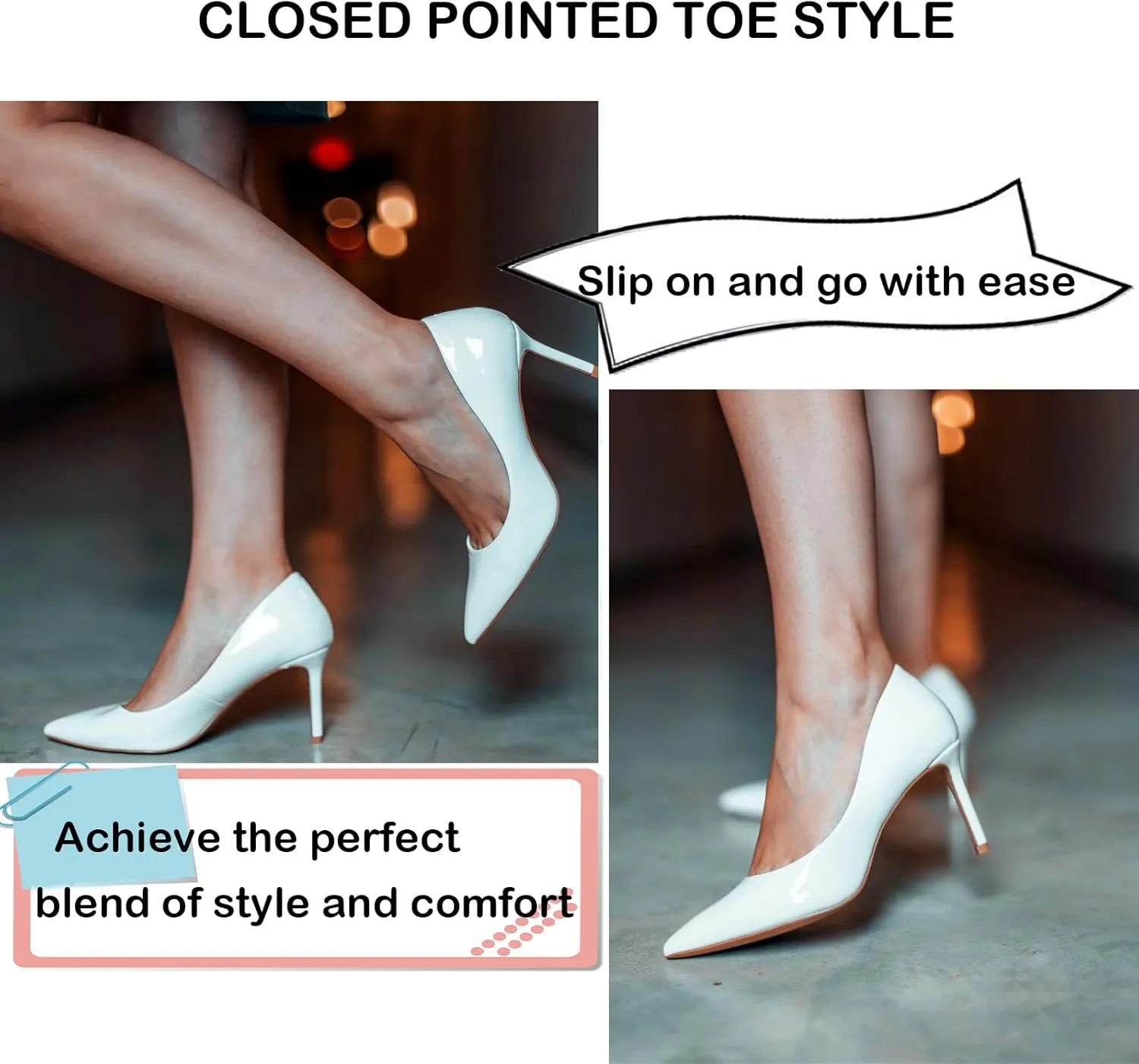JENN ARDOR Women's Comfortable Stiletto Pumps 3 inch Elegant Gorgeous Closed Pointed Toe Slip On Solid High Heels for Ladies Wedding Dress Shoes
