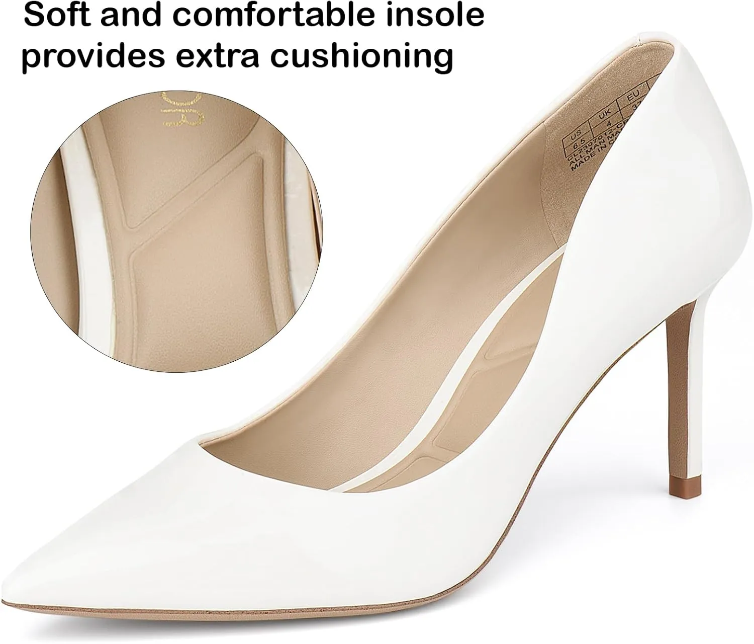 JENN ARDOR Women's Comfortable Stiletto Pumps 3 inch Elegant Gorgeous Closed Pointed Toe Slip On Solid High Heels for Ladies Wedding Dress Shoes