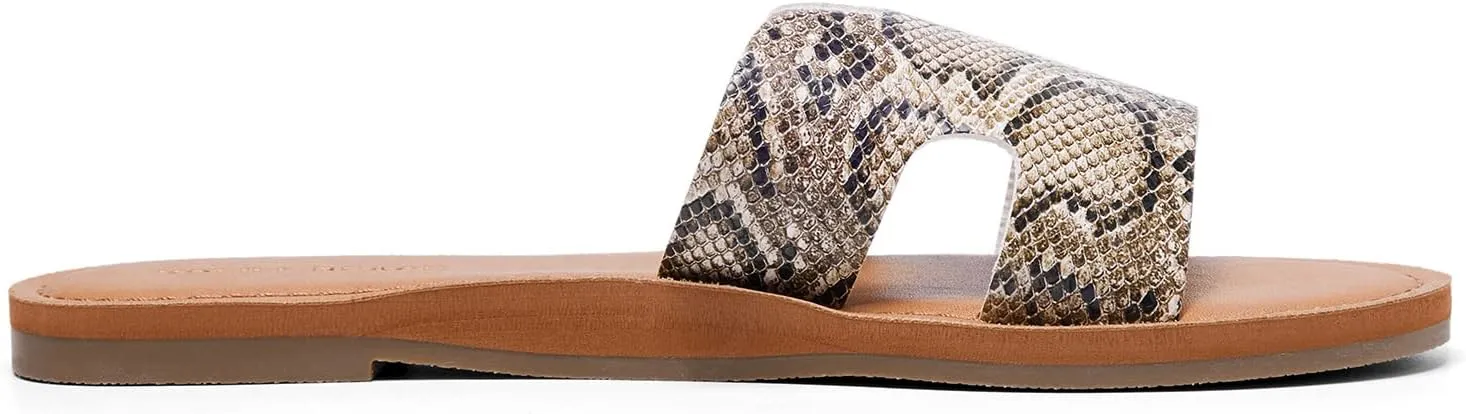 KOLILI Womens Flat Slide Sandals, Summer Fashion Sandals, H Band Sandals Dressy