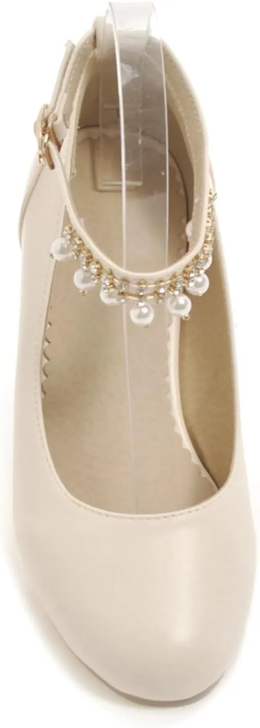 Ladies Block Low Mid Heels Closed Toe Mary Jane Pumps Bow