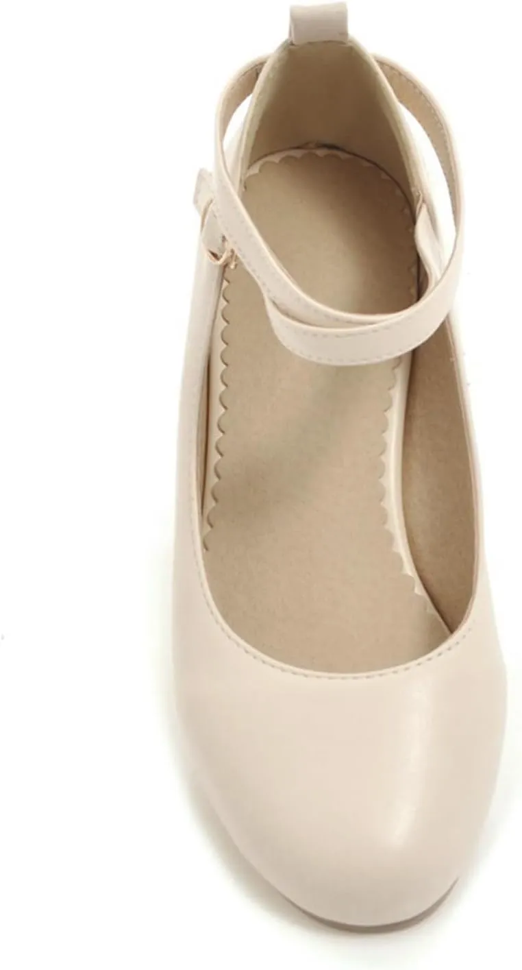Ladies Block Low Mid Heels Closed Toe Mary Jane Pumps Bow