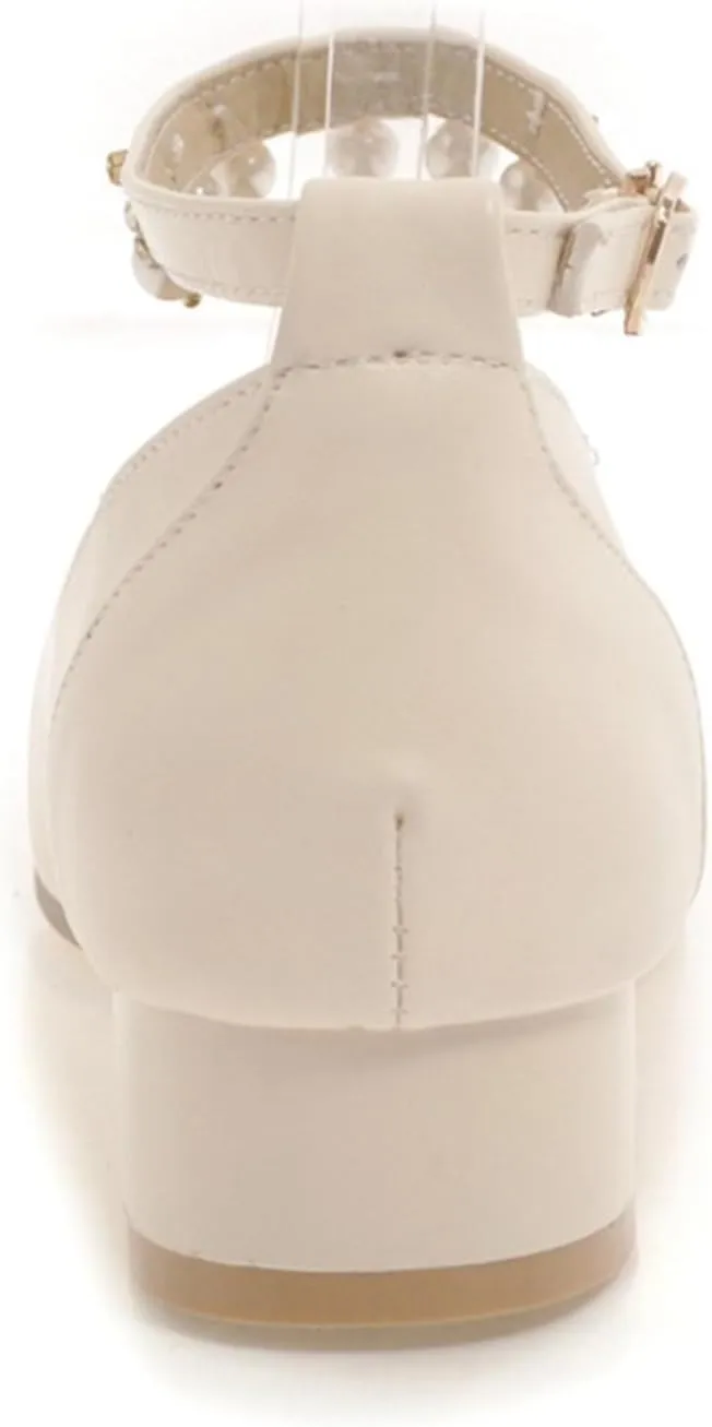 Ladies Block Low Mid Heels Closed Toe Mary Jane Pumps Bow