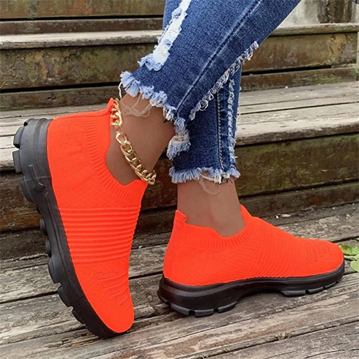 Ladmiple Sneakers For Women Slip On Walking Shoes Non Slip Fashion Casual Dressy Summer Fashion Comfortable Flats Loafer