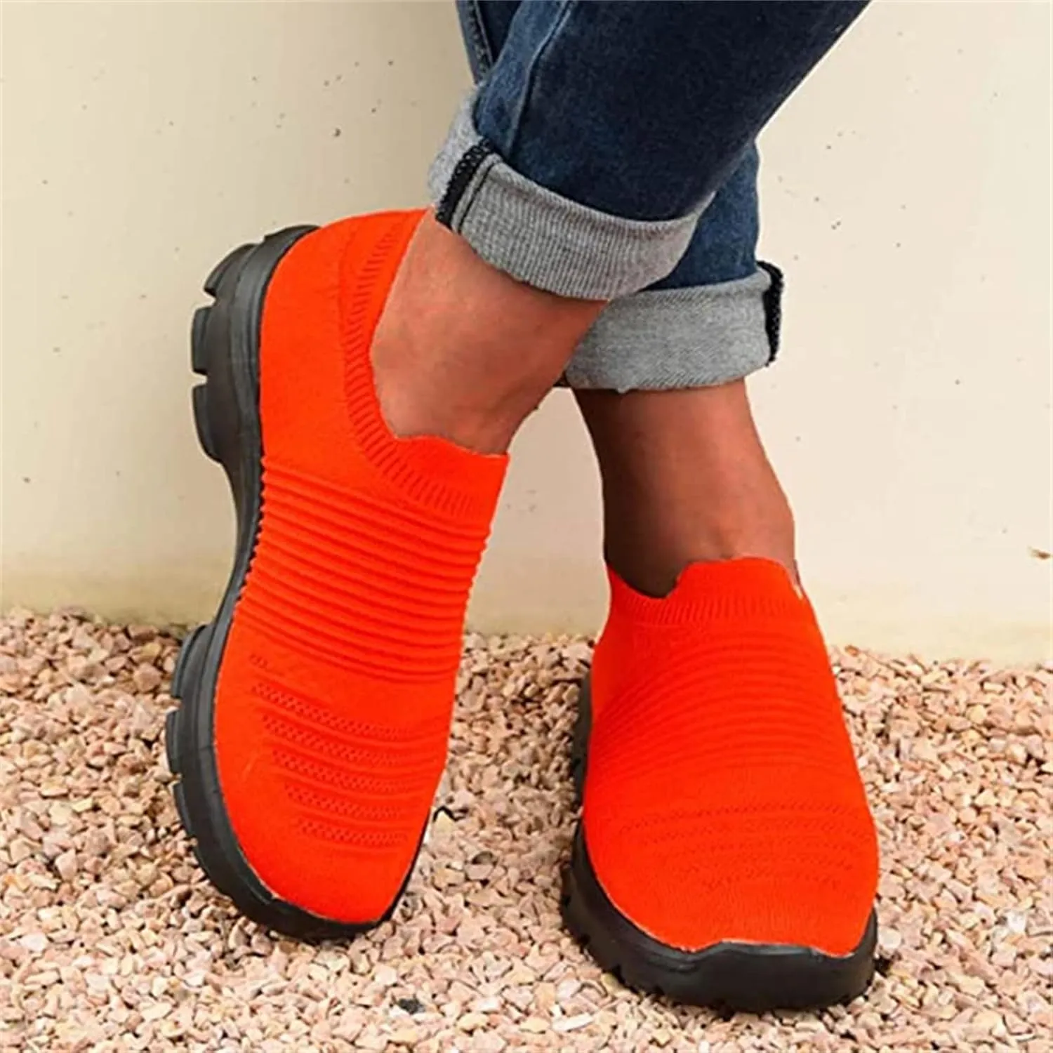 Ladmiple Sneakers For Women Slip On Walking Shoes Non Slip Fashion Casual Dressy Summer Fashion Comfortable Flats Loafer