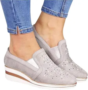 Ladmiple Sneakers For Women Walking Shoes Wide Width Glitter Shoes Slip On Casual Dressy Summer Fashion Flats Loafers