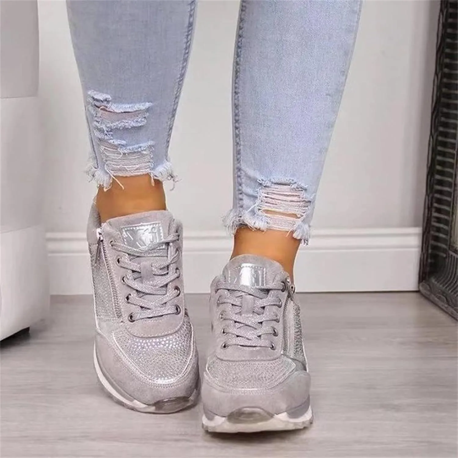Lausiuoe Christmas Shoes For Women Flats Canvas Shoes Fashion Non-Slip Classic Casual Comfort Low Top Walking Sneakers Loafers