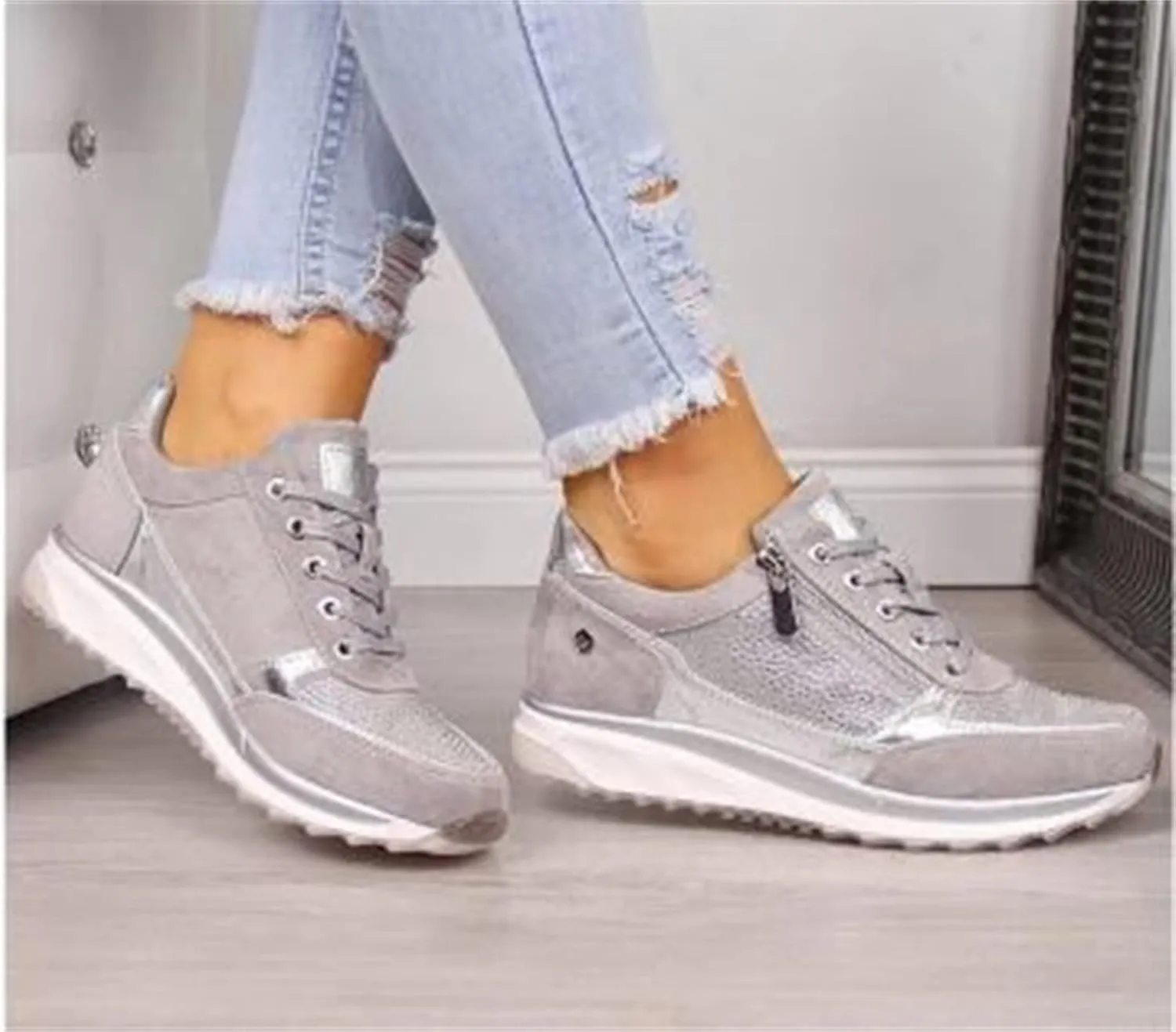 Lausiuoe Christmas Shoes For Women Flats Canvas Shoes Fashion Non-Slip Classic Casual Comfort Low Top Walking Sneakers Loafers