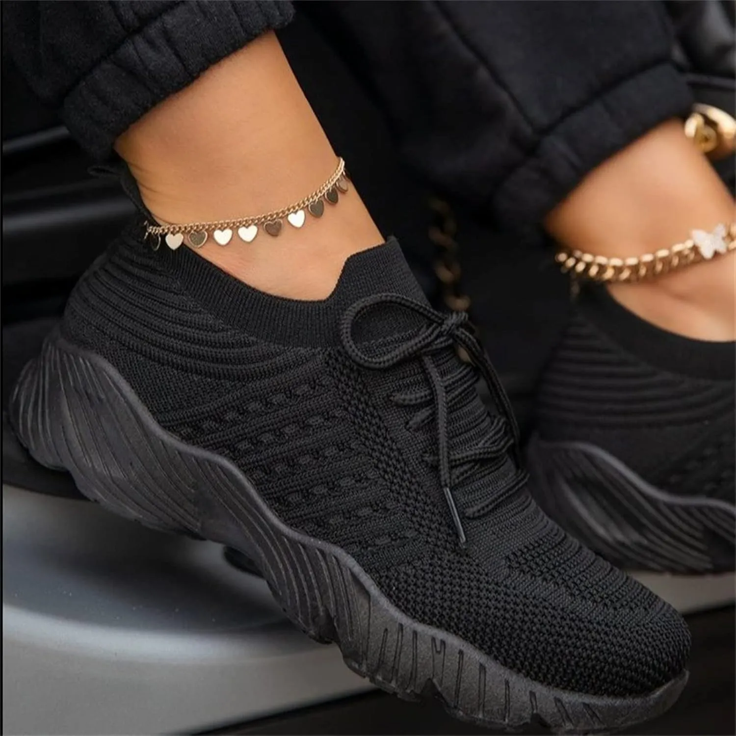 Lausiuoe Running Shoes For Women Arch Support Slip-on Walking Shoes Slip Resistant Breathable Workout Fashion Sneakers