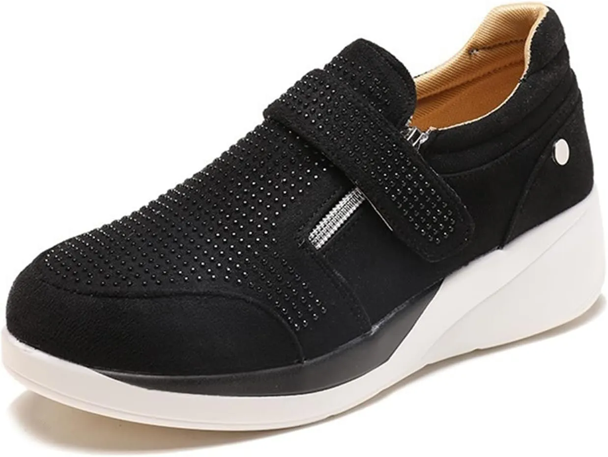 Lausiuoe Shoes For Women Sneakers Clearance Under 20,Slip On Breathe Mesh Walking Shoes Women Fashion Sneakers Comfort Wedge Platform Loafers