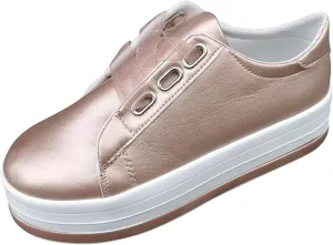 Lausiuoe Shoes for Women Sneakers Trendy Comfortable Casual Fashion Sneakers Leather Walking Shoes Slip On Flat Loafers