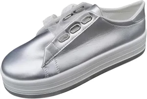 Lausiuoe Shoes for Women Sneakers Trendy Fashion Leather Flat Shoes Casual Comfortable Walking Slip On Sneakers Loafers