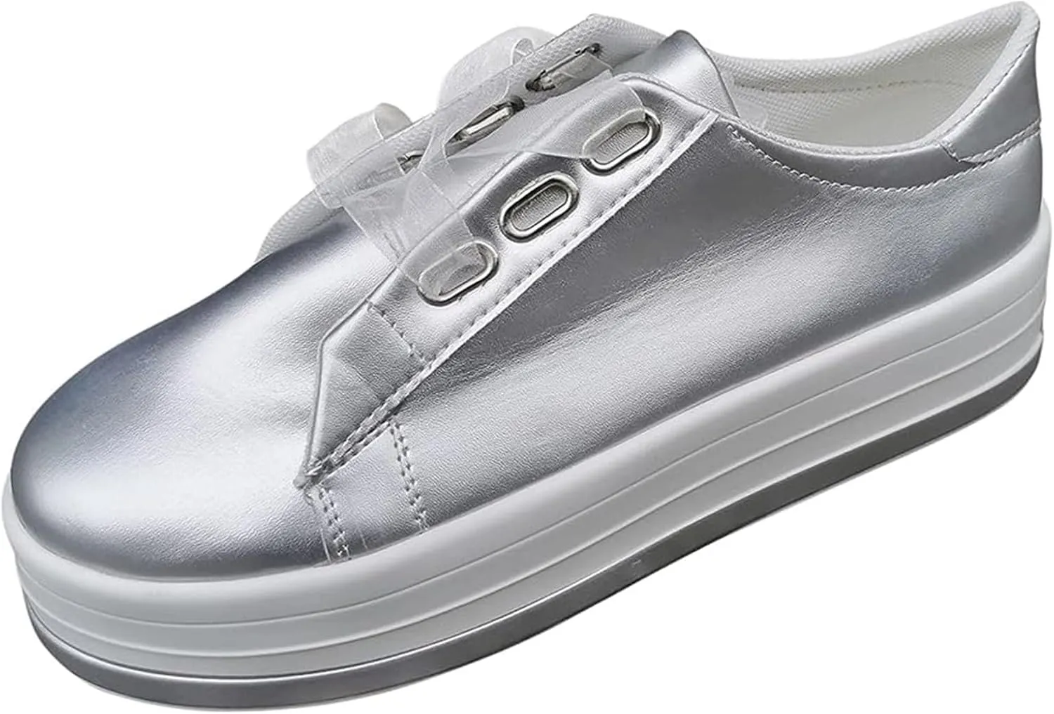 Lausiuoe Shoes for Women Sneakers Trendy Fashion Leather Flat Shoes Casual Comfortable Walking Slip On Sneakers Loafers