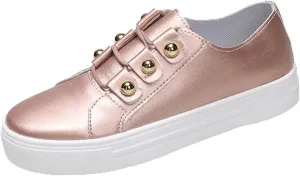 Lausiuoe Shoes for Women Sneakers Trendy Leather Slip On Sneakers Low Top Fashion Comfortable Casual Walking Flat Loafers