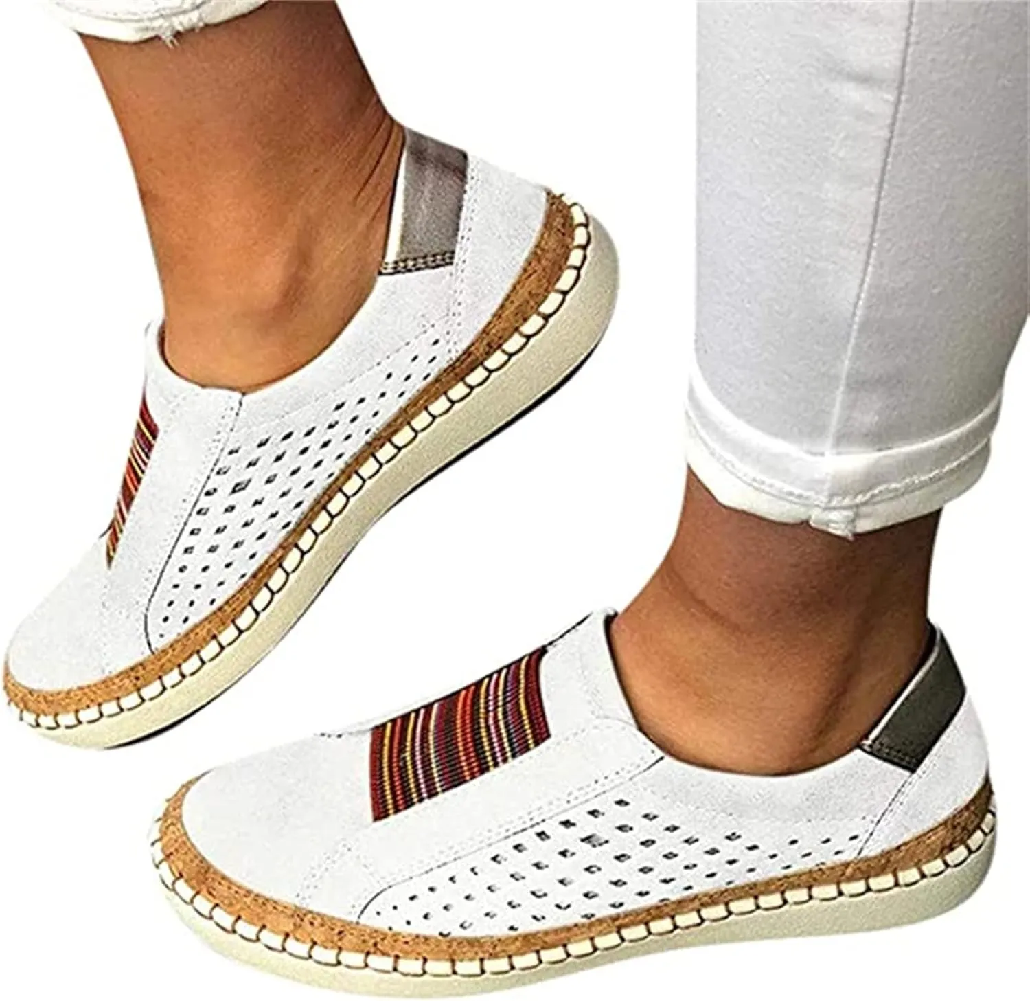 Lausiuoe Sneakers For Women Slip On Memory Foam Canvas Sneakers Low Top Fashion Casual Soft Walking Shoes Flat Loafers