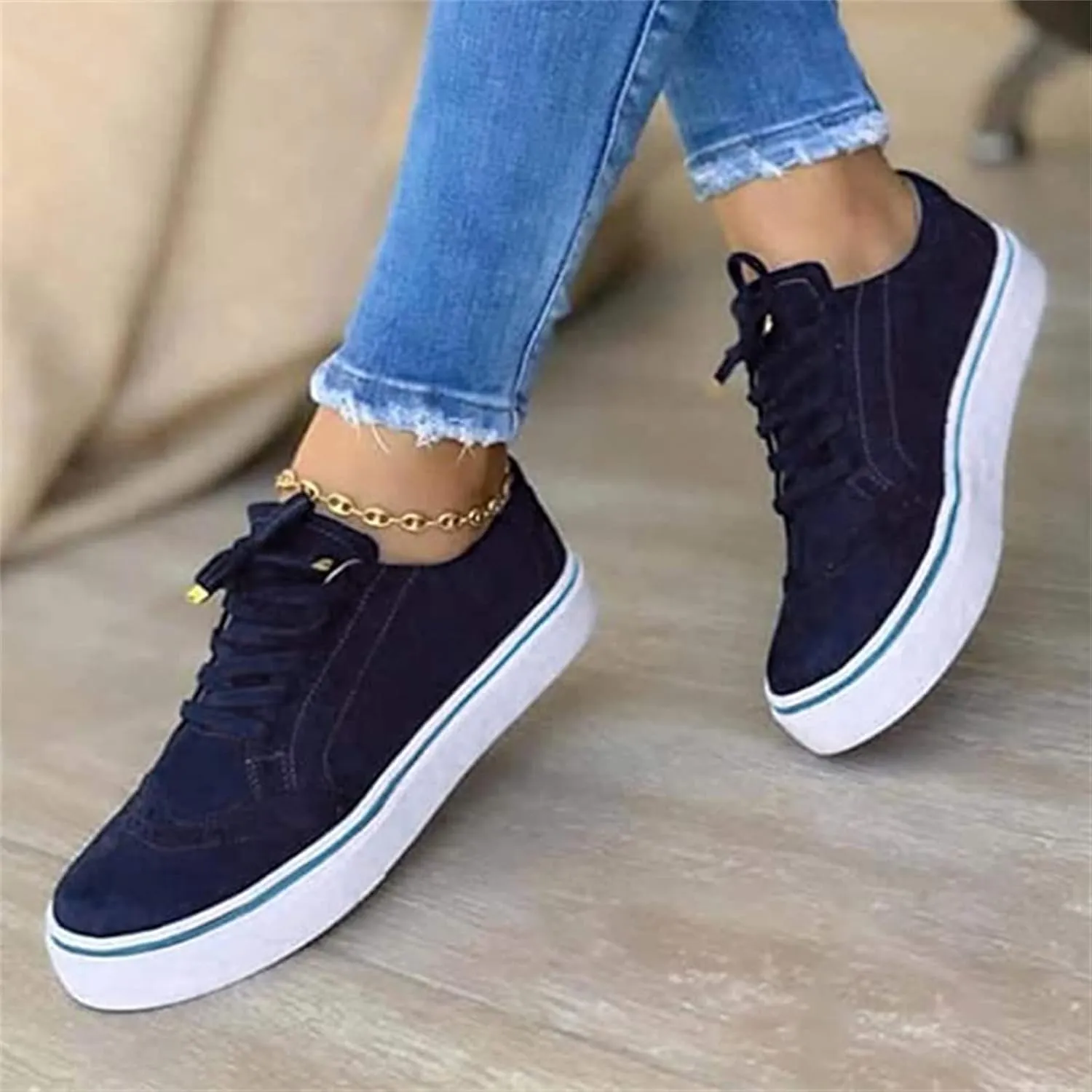 Lausiuoe Sneakers for Women Trendy 2024 Slip on Canvas Shoes Low Top Non Slip Fashion Casual Comfortable Walking Flat Loafers