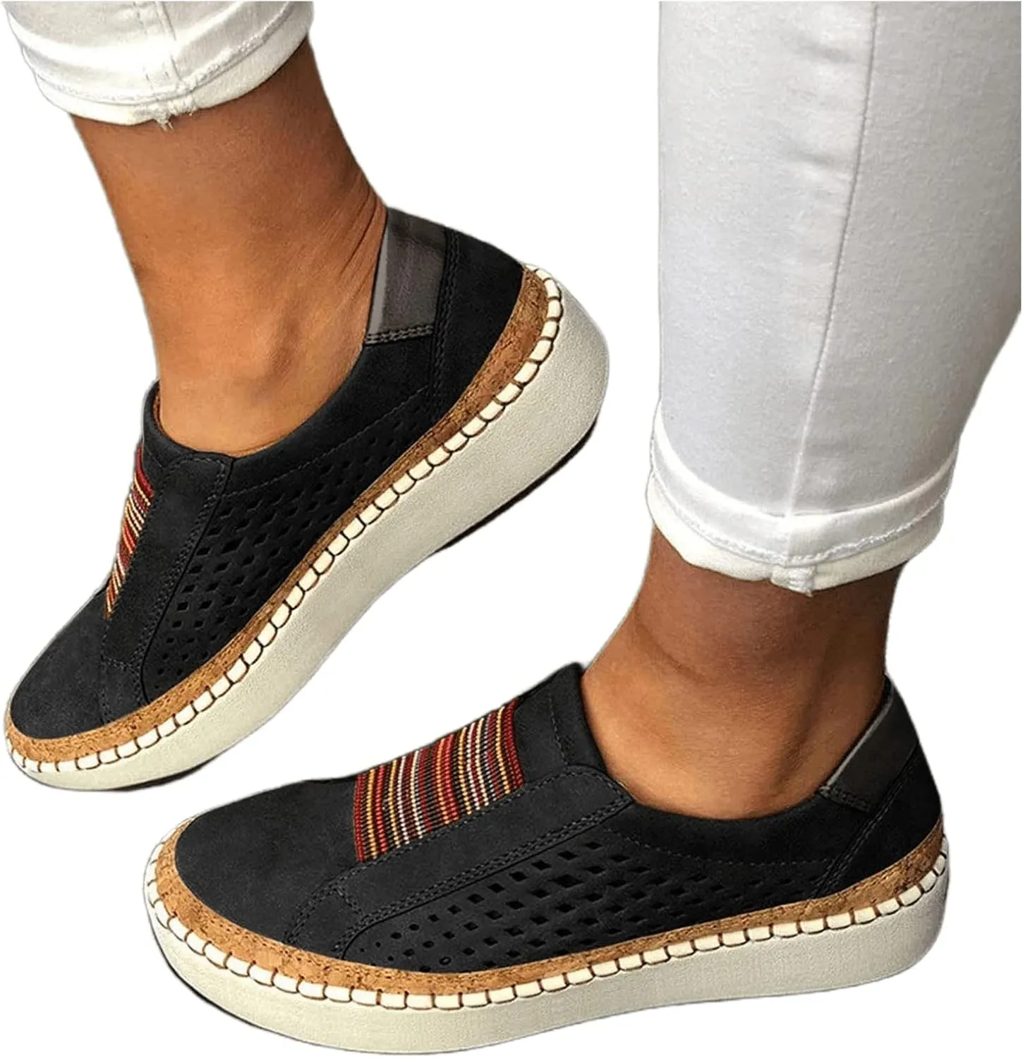 Lausiuoe Sneakers For Women Walking Shoes Comfortable Canvas Sneakers Low Top Fashion Casual Soft Non-Slip Flat Loafers