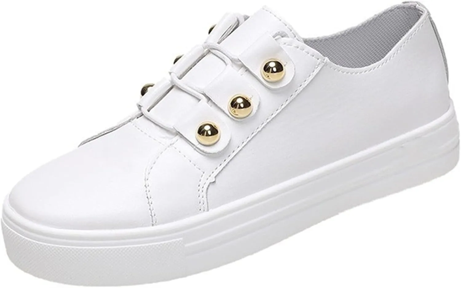 Lausiuoe Women's Fashion Sneakers Slip On Leather Shoes Low Top Non Slip Fashion Casual Comfort Walking Flat Loafers