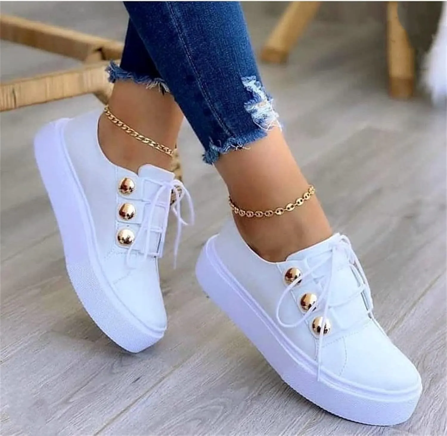 Lausiuoe Women's Fashion Sneakers Slip On Leather Shoes Low Top Non Slip Fashion Casual Comfort Walking Flat Loafers