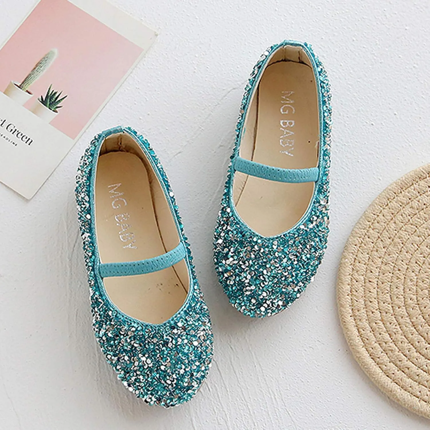 Mary Jane Shoes for Girls Dress Shoes Princess Dresses Ballet Flats Flower Glitter Shoes Toddler/Little/Kids