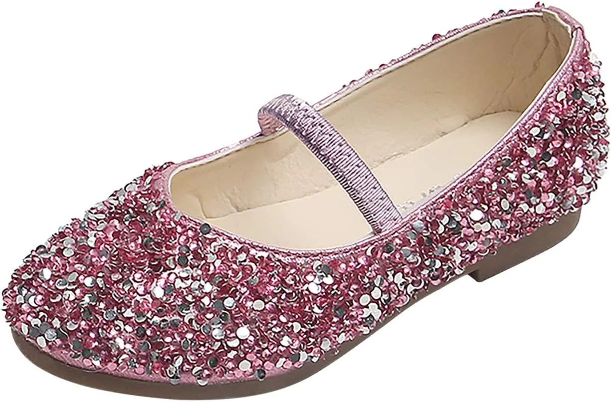 Mary Jane Shoes for Girls Dress Shoes Princess Dresses Ballet Flats Flower Glitter Shoes Toddler/Little/Kids