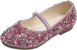 Mary Jane Shoes for Girls Dress Shoes Princess Dresses Ballet Flats Flower Glitter Shoes Toddler/Little/Kids