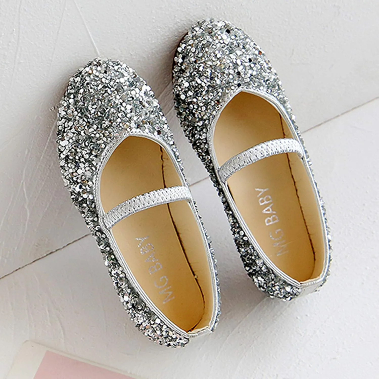 Mary Jane Shoes for Girls Dress Shoes Princess Dresses Ballet Flats Flower Glitter Shoes Toddler/Little/Kids